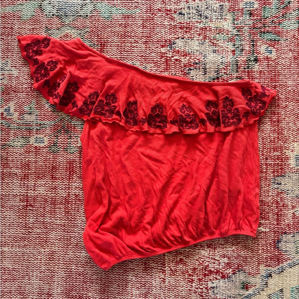 Free People Off the Shoulder Embroidered Top Size S